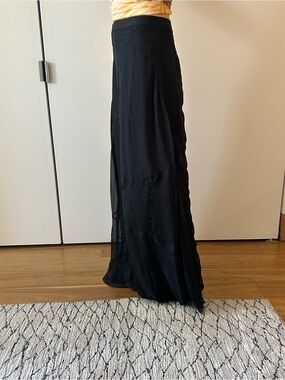 rag & bone Black Flowing silk Maxi Skirt